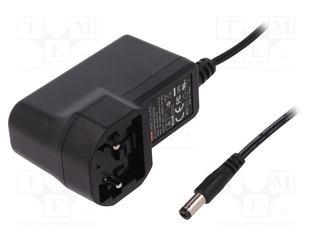 Power supply: switched-mode; 18VDC; 0.66A; Out: 5,5/2,1; 12W; 85%