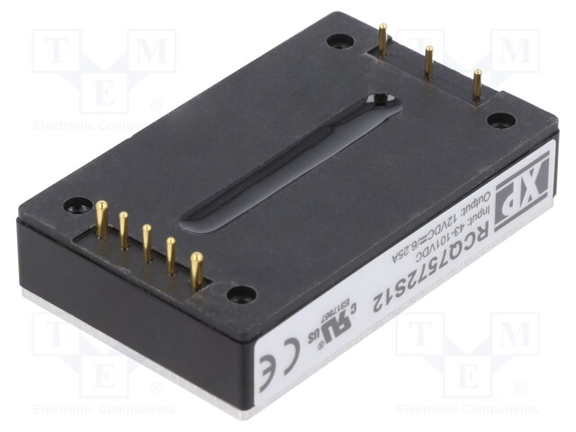 Isolated Board Mount DC/DC Converter, Railway, 1 Output, 75 W, 12 V, 6.25 A