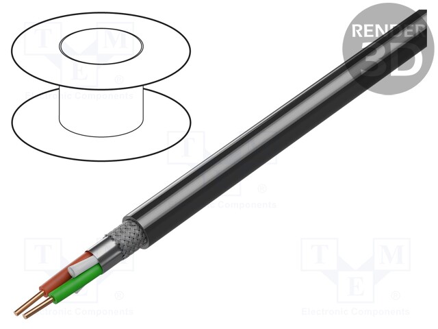 Wire; PROFIBUS; 1x2x22AWG; solid; Cu; LSZH; chrome; 500m; CPR: Eca