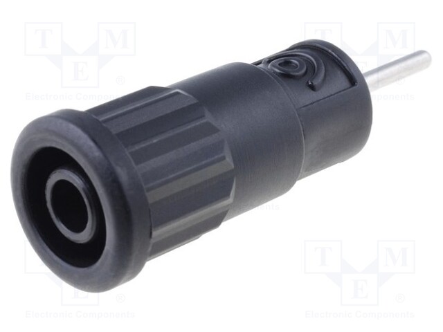 Socket; 4mm banana; 36A; 1kV; black; push-in,on panel; -25÷80°C