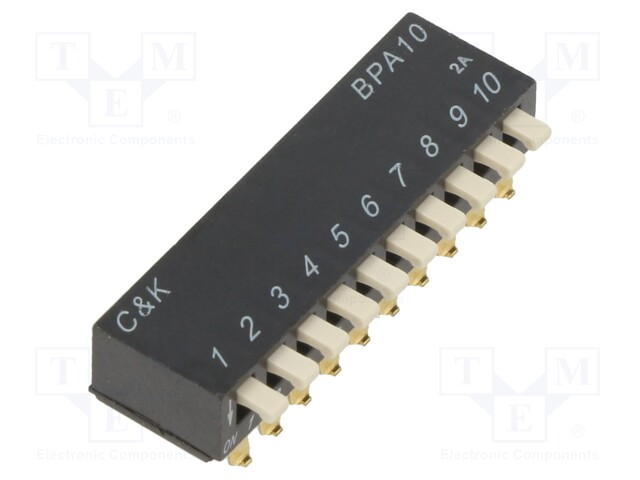 Switch: DIP-SWITCH; Poles number: 10; ON-OFF; 0.025A/24VDC; Pos: 2