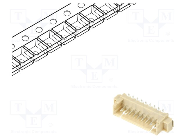 Socket; wire-board; male; 1.25mm; PIN: 9; SMT; 250V; 1A; tinned