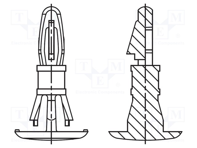 Assembly stud; polyamide 66; L: 9.5mm; latch/latch; UL94V-0