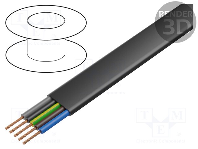 Wire; PVC-Flach; 5G2,5mm2; unshielded; 450/750V; PVC; Cu; stranded