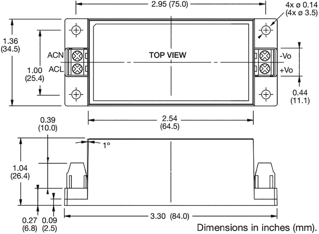 AC/DC Enclosed Power Supply (PSU), Medical, 1 Outputs, 10 W, 3.3 V, 3 A