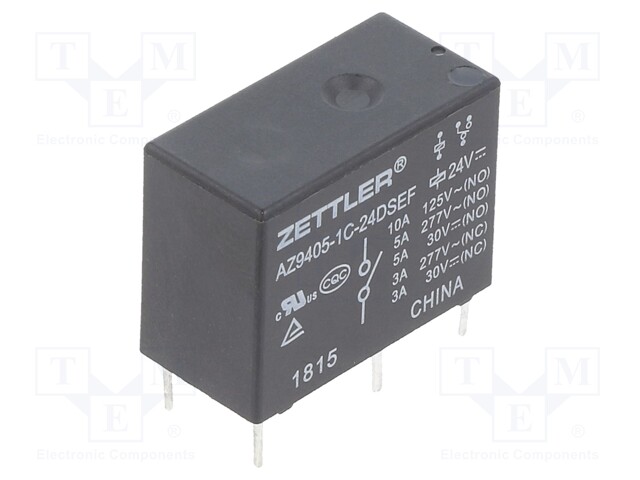 Relay: electromagnetic; SPDT; Ucoil: 24VDC; 5A/277VAC; 5A/30VDC