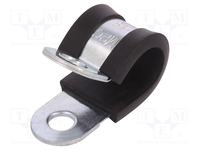 Fixing clamp; ØBundle : 15mm; W: 20mm; steel; Cover material: EPDM