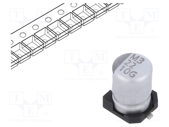 Capacitor: electrolytic; SMD; 22uF; ±20%; -55÷105°C; Series: GSC