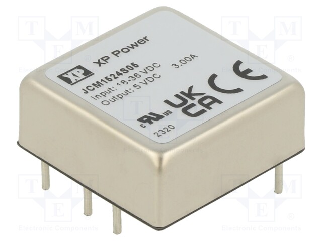 Isolated Board Mount DC/DC Converter, 2:1 Input, ITE, 1 Output, 15 W, 5 V, 3 A