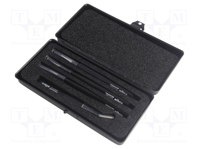 Set of tweezers; non-magnetic; ESD; Pcs: 4