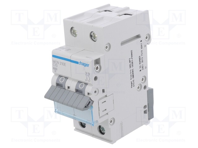 Circuit breaker; 230/400VAC; Inom: 10A; Poles: 2; DIN; Charact: C