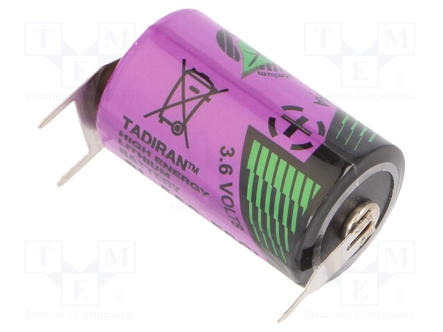 Battery: lithium (LTC); 3.6V; 1/2AA; Ø14.7x25.2mm; 900mAh