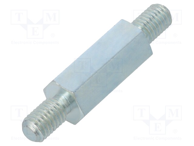 Screwed spacer sleeve; 30mm; Ext.thread: M8; hexagonal; steel