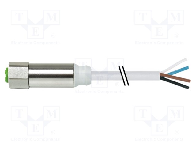 Connection lead; M12; PIN: 4; straight; 7.5m; plug; 32VAC; -40÷85°C