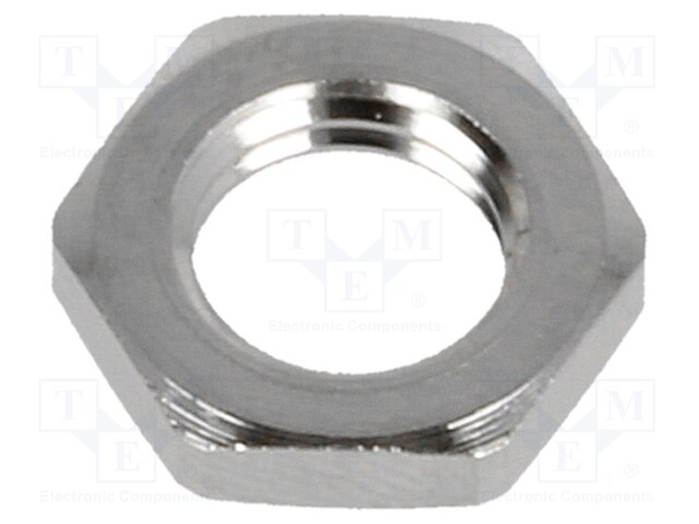 Nut; M8; brass; nickel; 12mm; -20÷100°C; Thread: metric; Pitch: 1,0