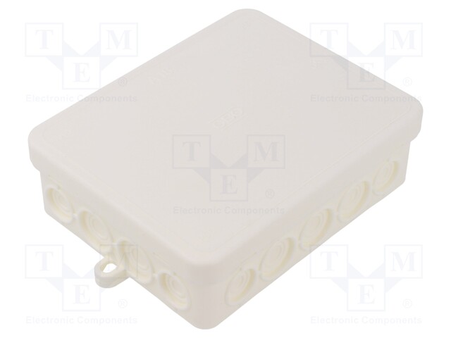 Enclosure: junction box; X: 100mm; Y: 125mm; Z: 40mm; polyetylene