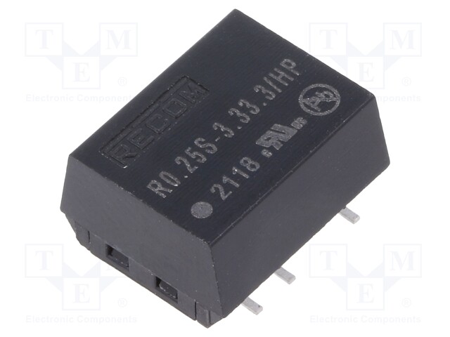 Converter: DC/DC; 0.25W; Uin: 2.97÷3.63V; Uout: 3.3VDC; Iout: 76mA