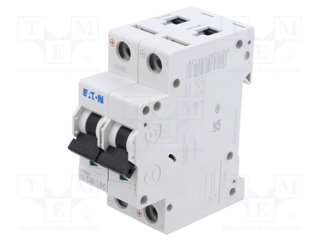 Circuit breaker; 250VDC; Inom: 32A; Poles: 2; DIN; Charact: C; 10kA