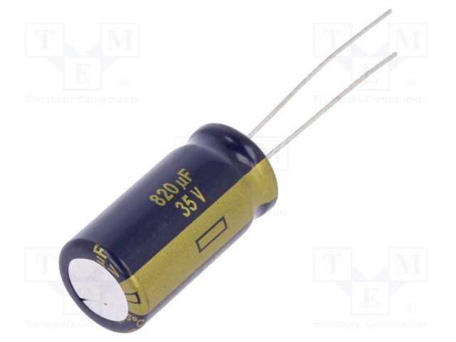 Capacitor: electrolytic; low impedance; THT; 820uF; 35VDC; ±20%