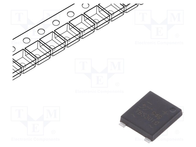 Single-phase bridge rectifier; Urmax: 1kV; If: 3A; Ifsm: 110A; YBS