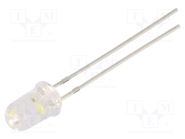 LED; 5mm; white; 30000mcd; 15°; Front: convex; 3÷5V; No.of term: 2