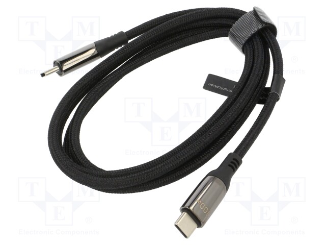 Cable; USB 2.0; USB C plug,both sides; nickel plated; 1.2m; black