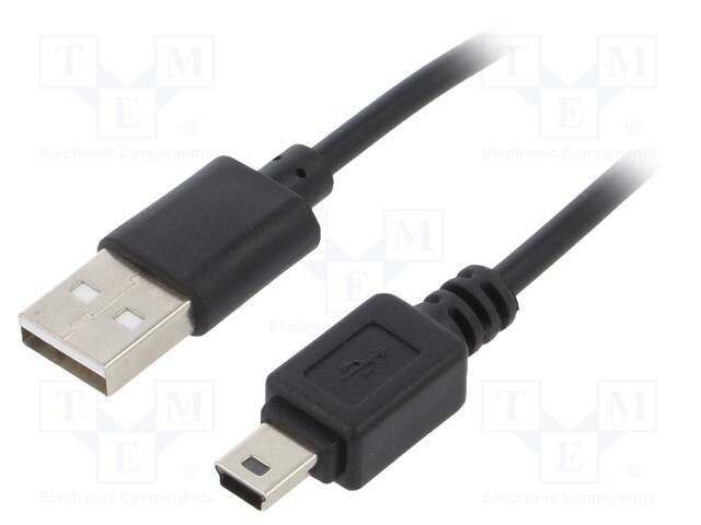 Cable; USB 2.0; USB A plug,USB B mini plug; nickel plated; 1.8m