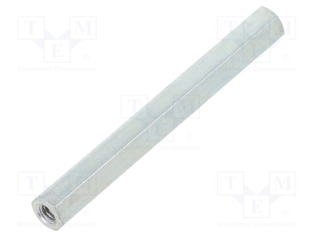 Screwed spacer sleeve; Int.thread: M3; 45mm; hexagonal; steel