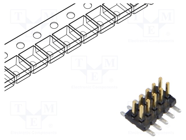 Connector: pin strips; male; PIN: 10; 1.27mm; gold flash; SMT; reel