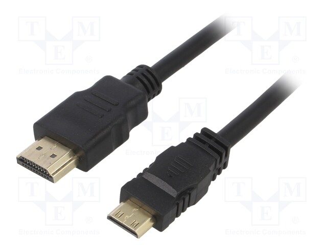 Cable; HDMI 1.4; HDMI mini plug,HDMI plug; 1m; black