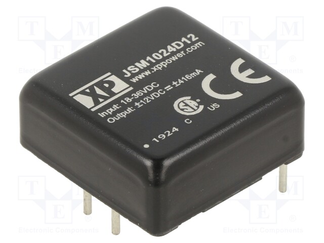 Isolated Board Mount DC/DC Converter, ITE, 2 Output, 10 W, 12 V, 416 mA, -12 V