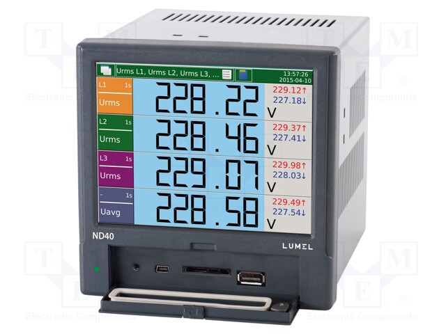 Meter; on panel; LCD 5,6" (640x480),TFT; Output: relay x8; 1/5A