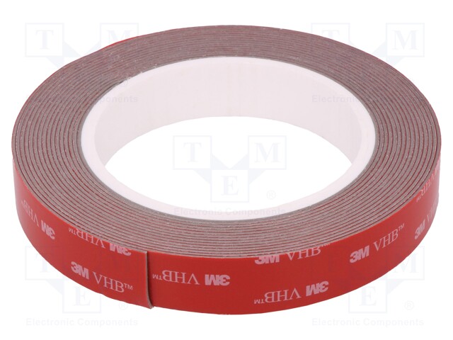 Tape: fixing; W: 19mm; L: 5m; D: 1.1mm; acrylic; grey; max.230°C