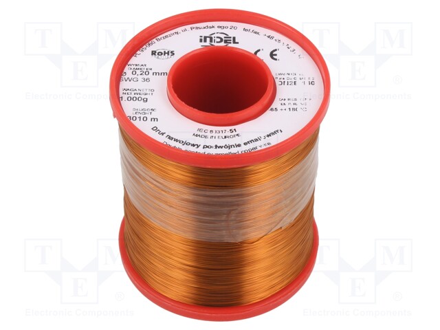 Coil wire; double coated enamelled; 0.2mm; 1kg; -65÷180°C