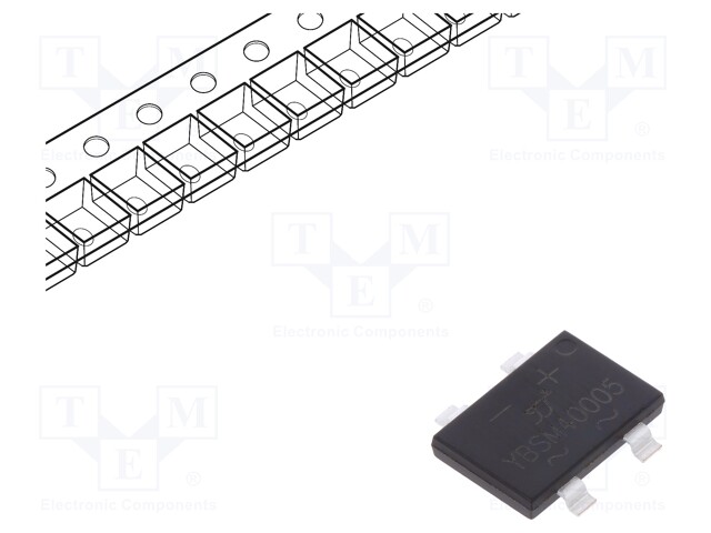 Single-phase bridge rectifier; Urmax: 50V; If: 4A; Ifsm: 120A; YBS3