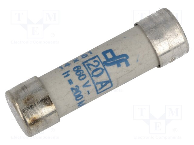 Fuse: fuse; aR; 20A; 690VAC; ceramic,cylindrical,industrial