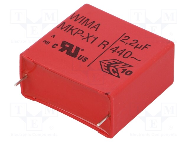 Capacitor: polypropylene; X1; 2.2uF; 440VAC; ±10%; THT