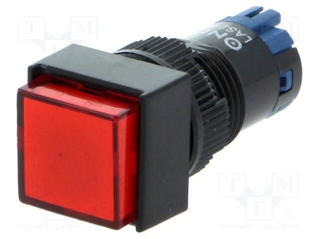 Switch: push-button; Pos: 2; SPDT; 0.5A/250VAC; 1A/24VDC; red; none