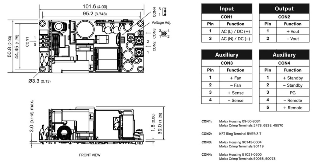 Power supply: switched-mode; open; 300W; 120÷370VDC; 85÷264VAC