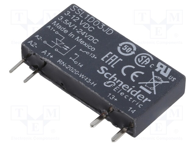 Solid State Relay, SPST-NO, 3.5 A, 24 VDC, Socket, Quick Connect, Zero Crossing