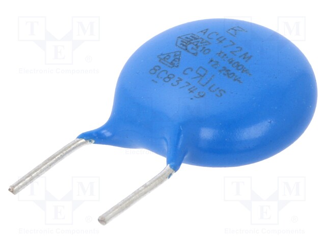 Capacitor: ceramic; X1/Y2; 4.7nF; Y5U; ±20%; THT; 7.5mm; Series: C900