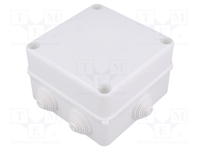 Enclosure: junction box; X: 133mm; Y: 133mm; Z: 83mm; polypropylene