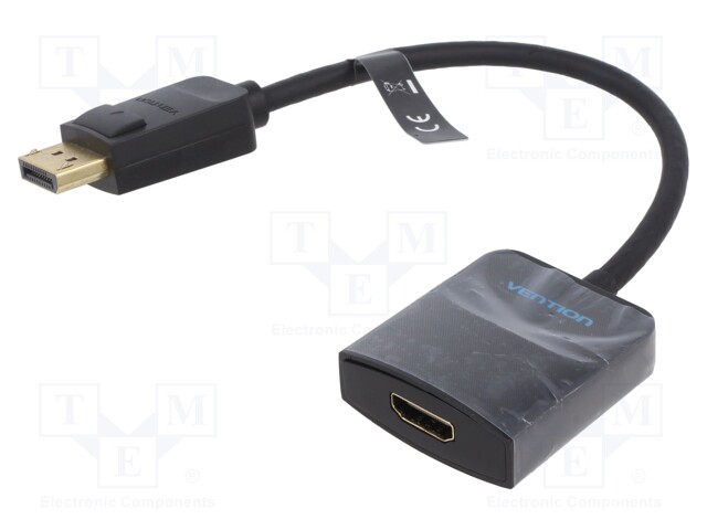 Adapter; DisplayPort plug,HDMI socket; Len: 0.15m; black