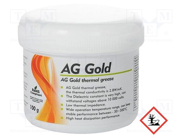 Heat transfer paste; copper; silicone + gold; 100g; AG Gold