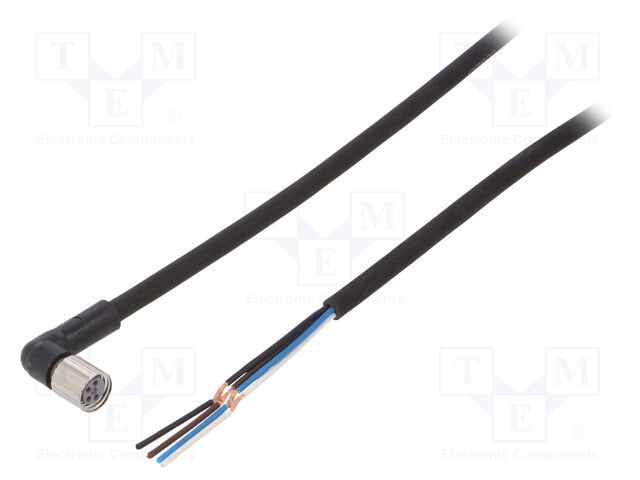 Connection lead; M8; PIN: 4; angled; Len: 10m; plug; 1A; -10÷80°C