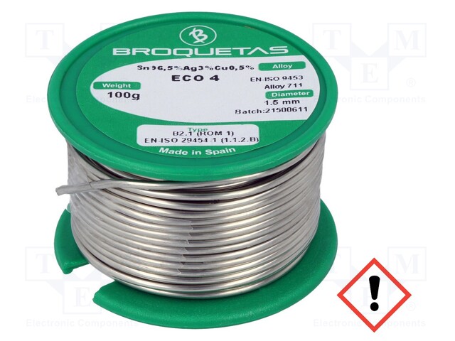 Soldering wire; Sn96,5Ag3Cu0,5; 1.5mm; 0.1kg; lead free