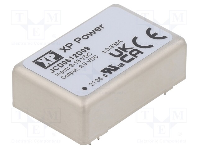 Isolated Board Mount DC/DC Converter, 2:1 Input, ITE, 2 Output, 6 W, 9 V, 333 mA, -9 V