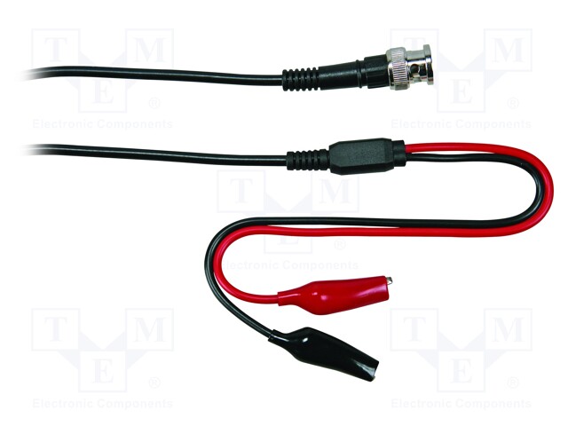 Test lead; 1A; 2x crocodile clip-BNC male plug; Len: 1m; 30VAC