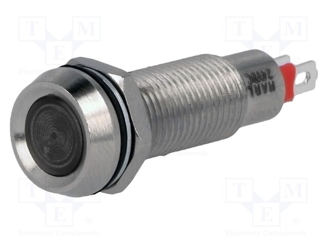 Indicator: LED; recessed; 24VDC; Cutout: Ø8.1mm; IP67; brass