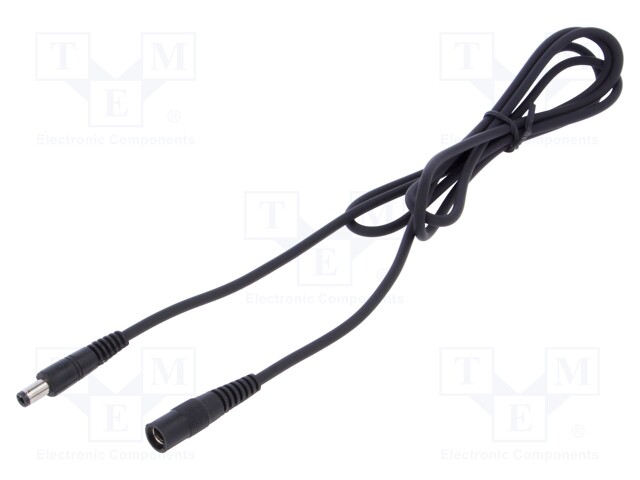 Cable; DC 5,5/2,1 plug,DC 5,5/2,5 plug; straight; 1mm2; black